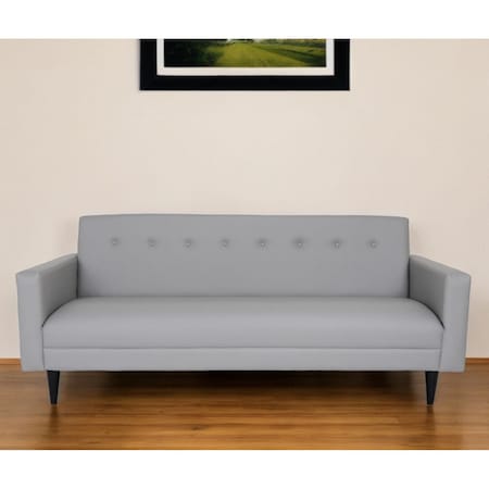 Homeroots 80" Gray Faux Leather Sofa With Black Legs 530477