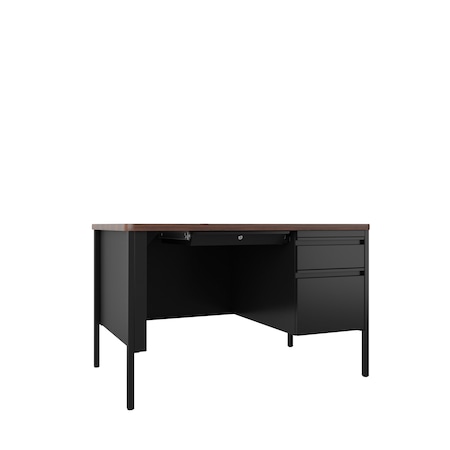 Hirsh Right-Hand Single Pedestal File Office Desk W/ Round Corner T-Mold Top, 30 in D X 29.5 in H 22642