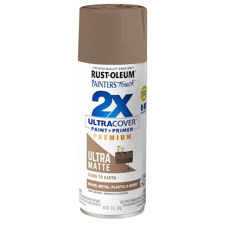 Rust-Oleum 2X Ultra Cover Spray Paint, Down To Earth, Ultra Matte, 12 oz 372275