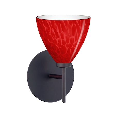 Besa Lighting Besa, Mia Mini Sconce, Red Cloud, Bronze Finish, 1x5W LED 1SW-1779RC-LED-BR