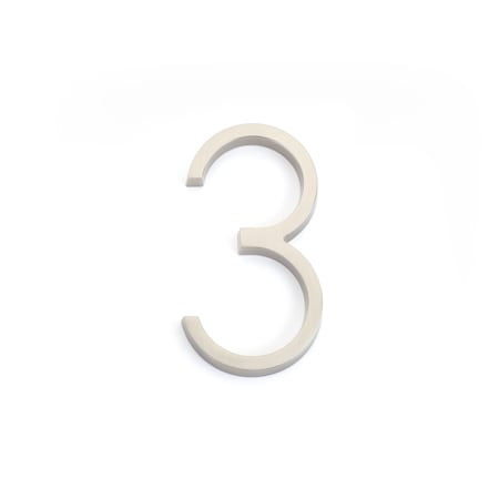Emtek 7in Modern # 3 House Number Satin Nickel Finish 2833US15