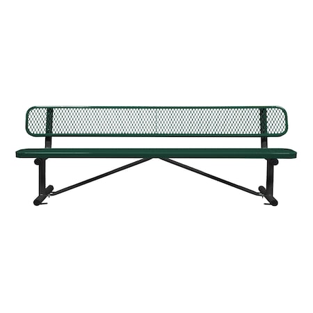 Leisure Craft Bench/Back, Surface Mount, 8ft., Green B8WBSM-GREEN