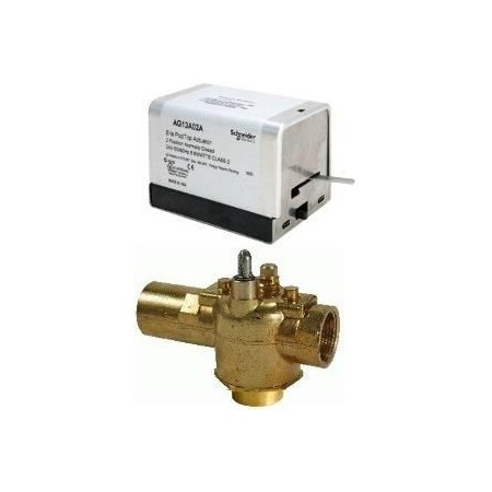 Schneider Electric VB: 3/4 in. 3W Mix/Div. Zone. FLR. BR. 4 cv. 25 PSI. Act (AG13A020): Elec. 2Pos. SR. NC. 24 VAC. Ap VT3343G13A020