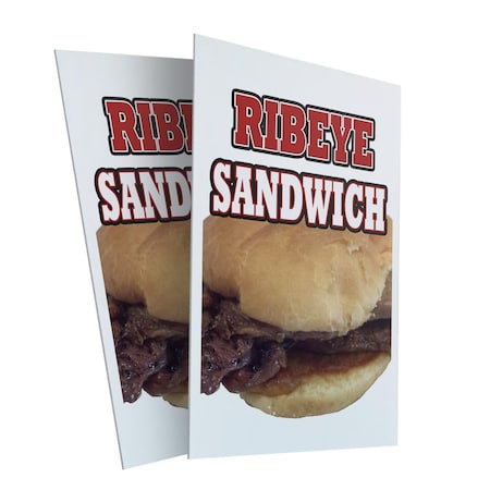 Signmission Ribeye Sandwich, Plastic Signs Only 24 Inch x 36 Inch, Corrugated Plastic, 2PK CSB-2436-2PACK-Ribeye Sandwich