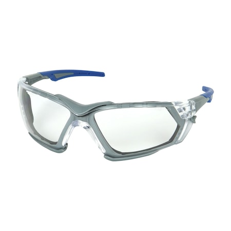 Bouton Optical Rimless Safety Glasses w/Gray Frame, Clear Lens, Foam Padding and Anti-Scratch/Anti-Fog Coating 250-54-0020