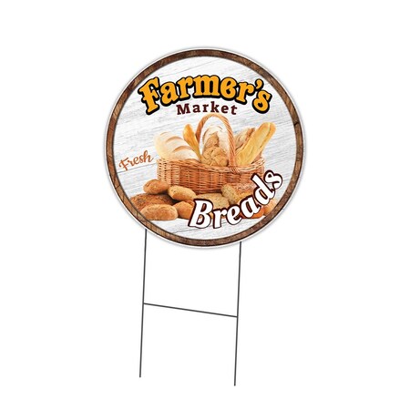 Signmission Farmers Market Breads Double Sided Corrugated Plastic Circle Yard Sign, C-16-CIR-DS-WS- Breads C-16-CIR-DS-WS- Breads