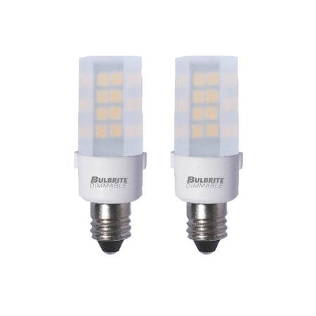 Bulbrite 35-Watt Equivalent T4 Dimmable Mini-Candelabra LED Light Bulb Warm White, 2PK 861528