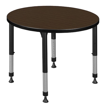 Regency Round Kee Height Adjustable Classroom Activity Table, 30 in W, 30 in L, Neo Walnut TB30RNDNWAPBK