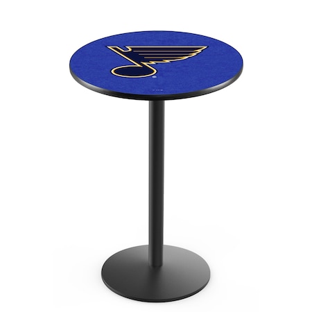 Holland Bar Stool Co 42" Blk Wrinkle St Louis Blues Pub Table, 36" dia. Top L214B4236STLBlu
