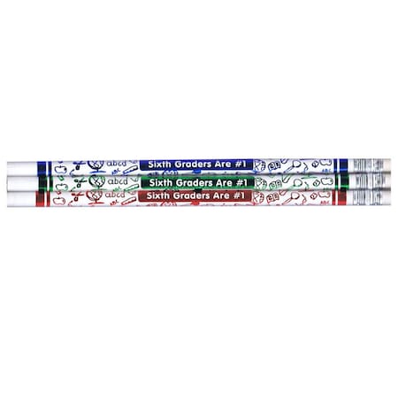 J.R. Moon Pencil Pencils 6th Graders Are Number 1, White, 12PK JRM7866B-12