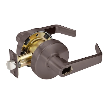 Yale Grade 2 Storeroom/Closet Cylindrical Lock, Augusta Lever, SFIC Less Core, Dark Oxidized Bronze Fini B-AU4605LN 613E