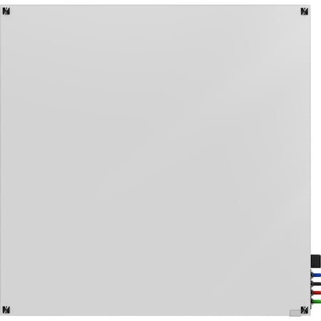 Ghent Dry Erase Board, Glass, 48 in, 48 in, No Frame Frame, White, Gloss HMYSN44WH