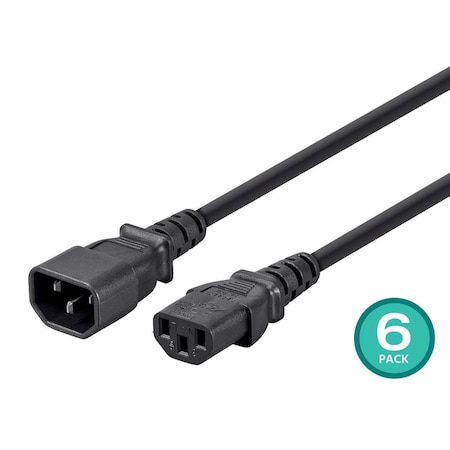 Monoprice SJT Extension Cord, 16 AWG, Indoor, 16/3, 1 Outlets, IEC 60320 C13, Black, IEC 60320 C14, 3 ft 39777