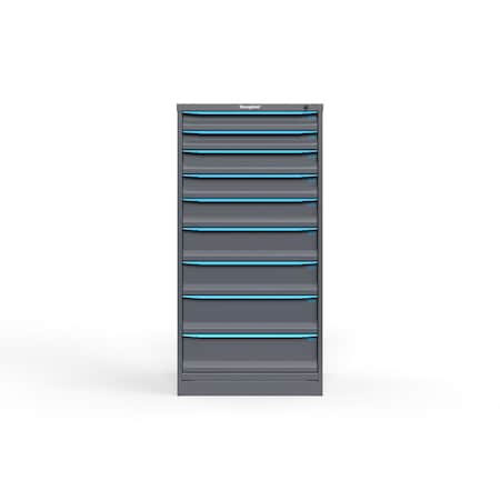 Strong Hold 9 drawer cabinet - (2x 3ft, 2x 4ft, 1x 5ft, 2x 6ft, 2x 7ft) - Blue accents - Keyed Different S3060-PPDAS-0901FS
