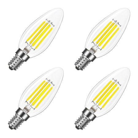 Luxrite 8W LED Candelabra Bulb, 75W Equivalent, E12 Base, 1000 Lumens, 4000K Cool White, Dimmable, 4PK LR21713