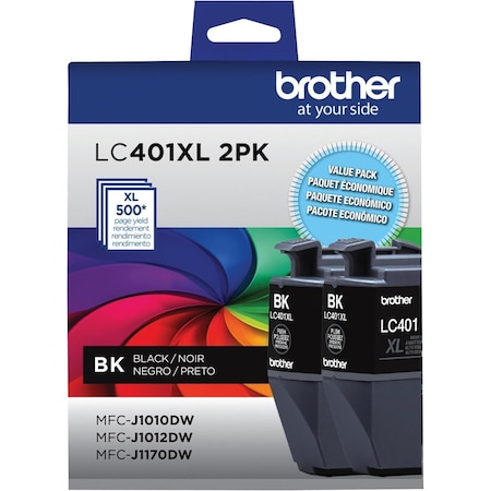 Brother High Yield Black Ink Cartridge, 2PK LC401XL2PKS