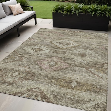 Homeroots 5' X 8' Brown Beige And Tan Southwestern Washable Indoor Outdoor Area Rug 588691
