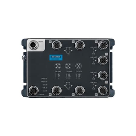 Advantech EN50155 M12 8FE PoE Managed SW, 24-110VDC EKI-9508E-MPW-B