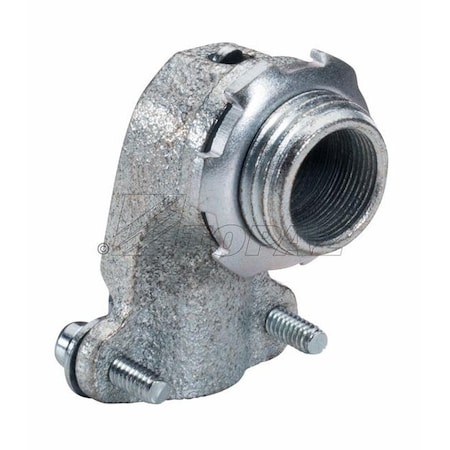 Topaz 90 Deg Angle Squeeze BX-Flex Connector 2-1/2" Malleable Iron 107M
