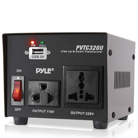 Pyle PyleStep Up and Down Converter - 500W Voltage Converter Transformer, UK Adapter, USB Charging PVTC320U