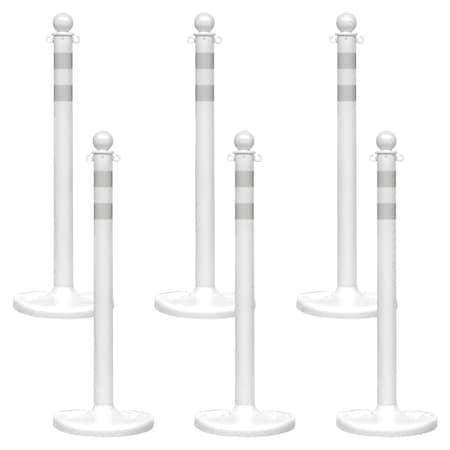 Mr. Chain White Reflective Medium Duty Stanchion (6-Pack) 96446-6