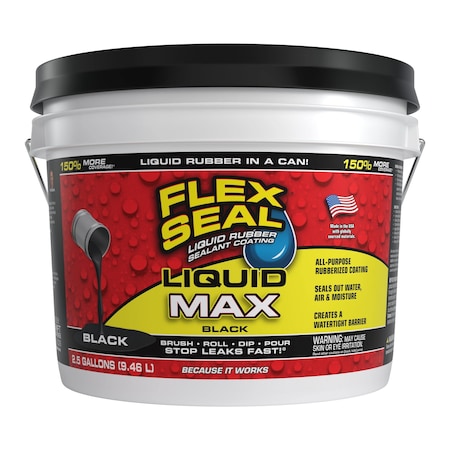 Flex Seal Flex Liquid MAX Black 2.5 Gal., 2.5 gal, Black, Rubber Base LFSMAXBLK02