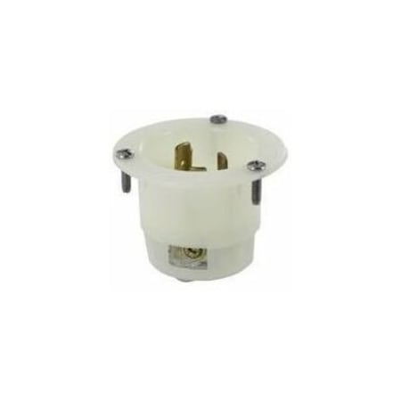 Leviton Flanged Locking Inlet, Non-NEMA, 20 A, 125/250V AC, 3 Pole, Screw Terminals, White 3325-GC