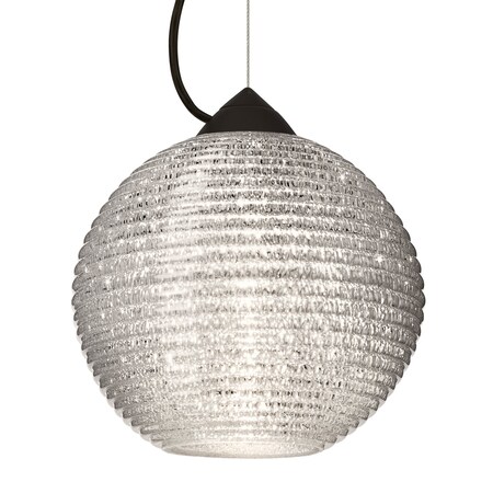 Besa Lighting Besa Kristall 8 Pendant, Glitter, Black Finish, 1x 9W LED 1KX-4616GL-LED-BK
