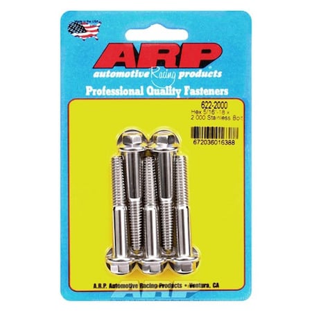 Arp 622-2000 0.31-18 x 2 in. Stainless Steel 6 Point Bolt Kit - Set of 5, 5PK ARP622-2000