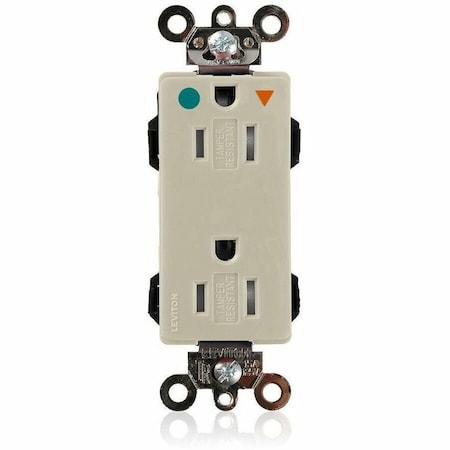 Leviton Hospital Grade Decora Receptacle, 15 Amp, 125 Volt MDT82-IGI