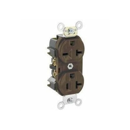 Leviton Rcptcl, 20A, 125/250VAC, Brn, Nyln, PK1 5844