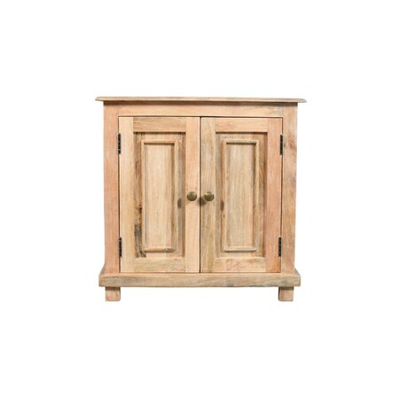 Homeroots 28" Distressed Natural Solid Wood Nightstand With Storage 555407