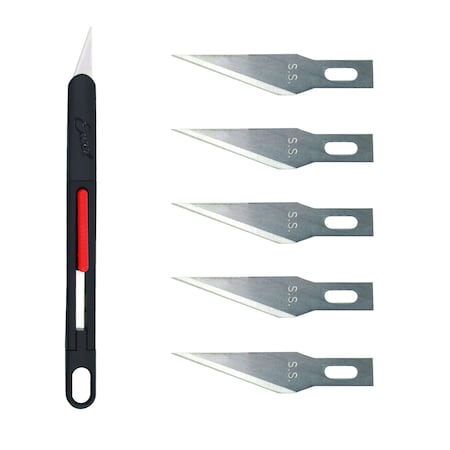 Excel Blades Retractable Knife - Includes 5 #21 Stainless Steel Blades - General Cutting, 10PK 15080