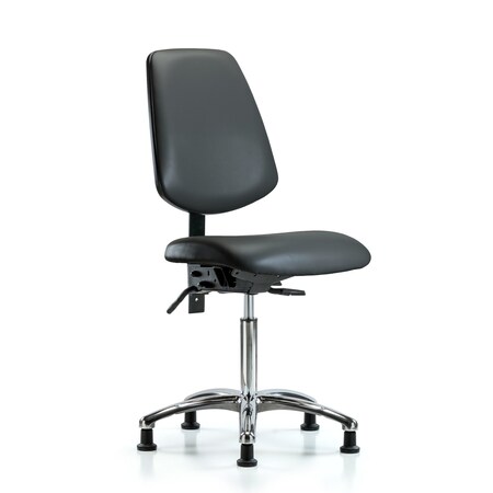 Blue Ridge Ergonomics Vinyl Chair Chrome, Med Bench, Med Back, Tilt, Glides, Carbon BR-VMBCH-MB-CR-T1-A0-NF-RG-8823