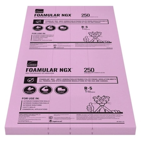 Owens Corning Rigid Board FOAMULAR F250, 1" x 4' x 8', 48PK IBF10250-SSE