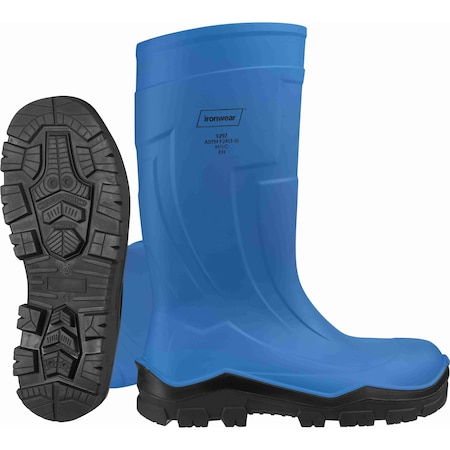 Ironwear 15" Polyurethane Waterproof Rubber Boots with Composite Toe, Blue, 14 9297-BL-14