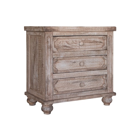 Homeroots 31" Brown Solid Wood Three Drawer Nightstand 527070