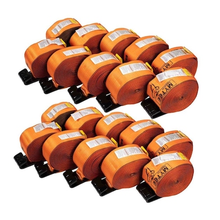Mytee Products Winch Straps 4in x 30ft - High Abrasion Orange Heavy Duty Tie Down w/Flat Hook, 20PK WS430Ax20