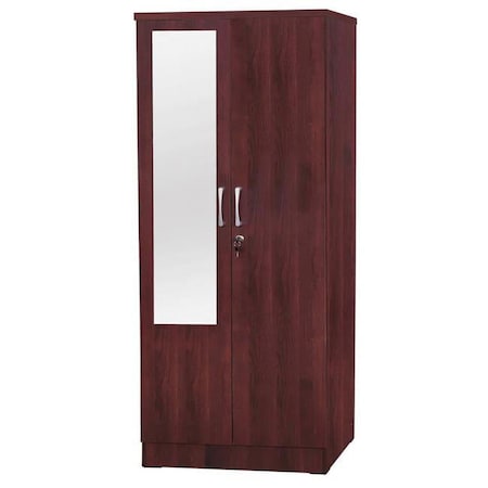 Better Home Products Harmony Two Door Armoire Wardrobe Cabinet with Mirror, Mahogany NW104-M-MAH