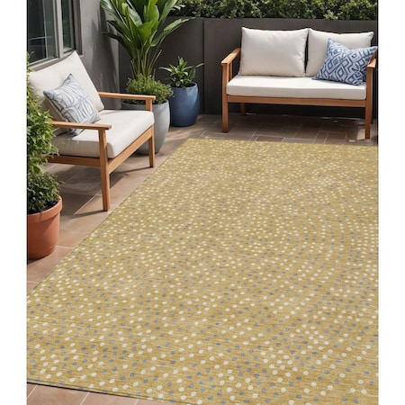 Homeroots 5' X 8' Gold Gray And Ivory Polka Dot Washable Indoor Outdoor Area Rug 599041