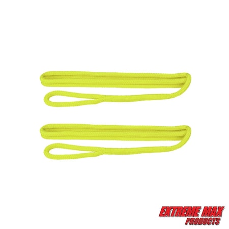 Extreme Max Extreme Max 3006.2599 BoatTector Premium Double Braid Nylon Fender Line Value-3/8" x 6' Neon Yellow 3006.2599