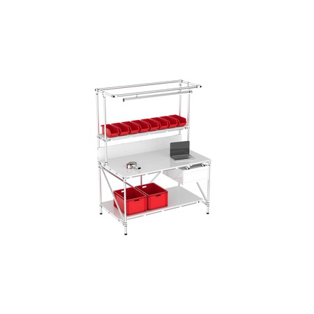 Trilogiq Worktable With Edge, Flat Picking Shelf, Storage And Led. 21772-01