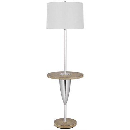 Homeroots 61" Chrome Tray Table Floor Lamp With White Square Shade 526308