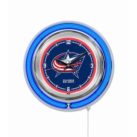 Holland Bar Stool Co Columbus Blue Jackets Double Neon 15" Clock, NHL Clk15ColBlu
