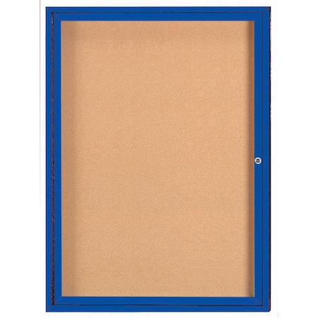 Aarco Illuminated Enclosed Bulletin Board w/ Blue Powder Coated Al Frame, 48''Hx36''W DCC4836RIB