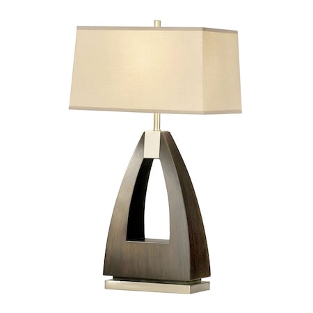 Nova Of California Trina Table Lamp 30in, Pecan Wood, Brushed Nickel, 3 way Rotary Switch 10392