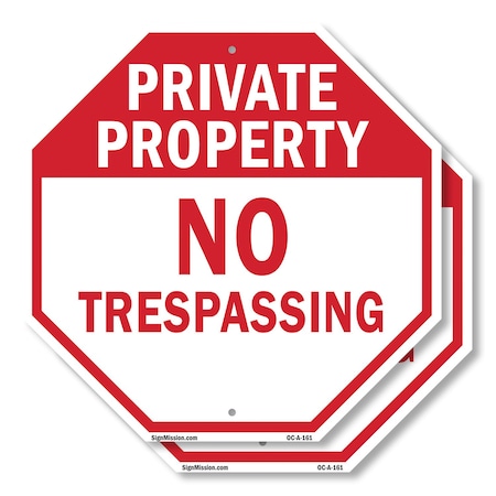 Signmission Private Property No Trespassing, 10 inch X 10 inch, Aluminum Metal Signs, 2PK OC-A-2PACK-10-161