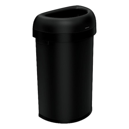 Simplehuman 16 gal Half-Round Trash Can, Black, None, Steel, Not Applicable CW1497
