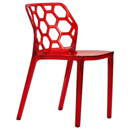 Leisuremod Modern Dynamic Dining Chair, Transparent Red DC19TR