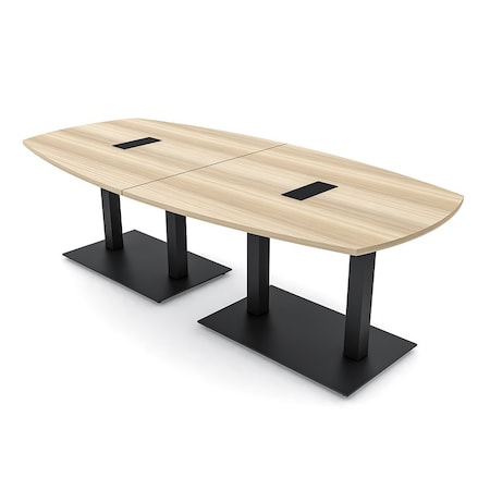 Skutchi Designs Arc Rectangle Meeting Room Table, 45 in W, 96 in L, Brown HAR-AREC-48x96-DOU.BK-K525-EBLK